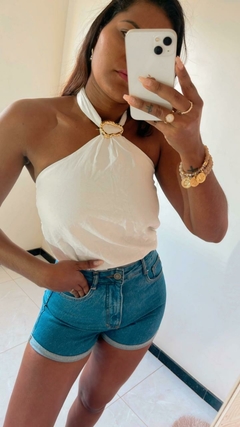 Blusa Feminina Com Fivela Elegante com elástico nas costas - loja online