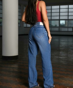Calça Jeans wide Leg Feminina Cintura Alta Lavagem Azul Calça PENÉLOPE na internet