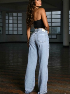 Calça Jeans wide Leg Feminina Cintura Alta Lavagem Azul Calça PENÉLOPE - CLARA - FlorFlor Moda Feminina