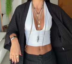 Blusa Cropped Top Decote Profundo com Gola Frente Única no Suplex Premium Sem Bojo Moda Feminina - loja online