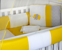 KIT KIDS COM MOSQUITEIRO COMUM 07 PEÇAS - ELEFANTE CHEVRON AMARELO - comprar online