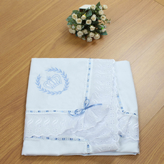 MANTA DE PIQUET C/ LASIE 100% ALGODÃO - REALEZA AZUL