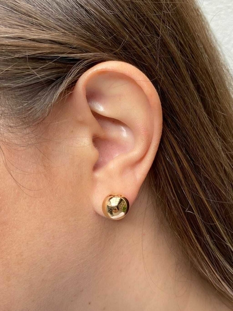 Brinco Bola Grande Banho de Ouro 18K