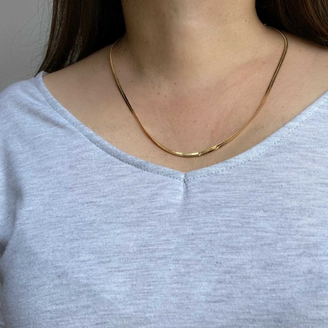 Colar Fita 4mm Banho de Ouro 18K