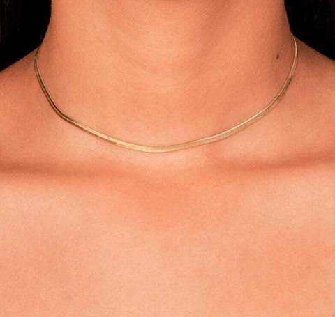Choker Fita 3mm Banho de Ouro 18K
