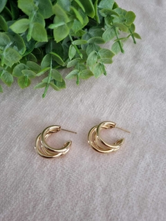 Brinco Argola Tripla P Banho de Ouro 18K - comprar online