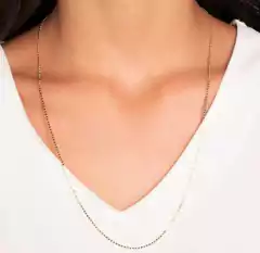 Colar Longo Mini Bolinhas Achatadas Banho de Ouro 18K