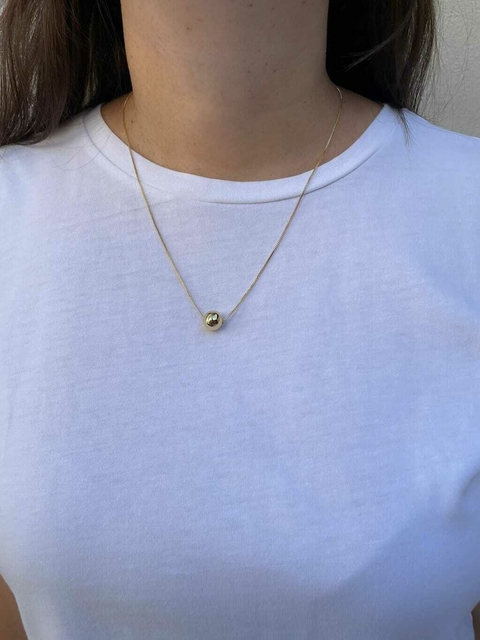 Colar Pingente Bolinha Grande no Banho de Ouro 18K