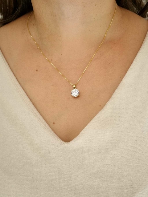 Colar Pingente Ponto de Luz Grande Banho de Ouro 18K