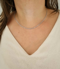 Choker Cordão Baiano 2mm Banho de Ródio Branco - comprar online