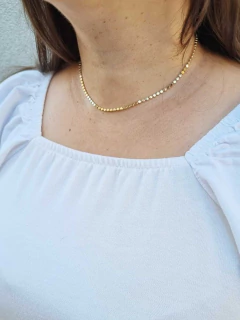 Choker Bolinha Achatada Banho de Ouro 18K - comprar online