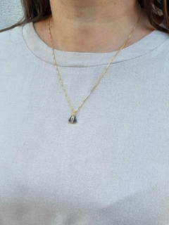 Colar Nossa Senhora Aparecida Manto Azul Banho de Ouro 18K