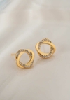 Brinco Elos Liso e com Microzircônias Banho de Ouro 18K