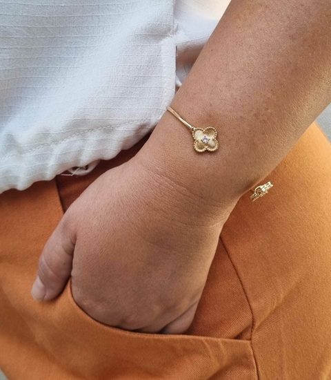 Bracelete Trevo Banho de Ouro 18K