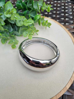 Bracelete Maxi Liso Banho de Ródio Branco - comprar online