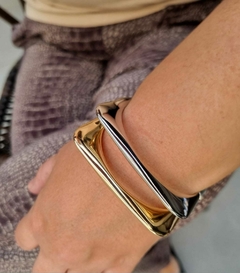Bracelete Quadrado Liso Banho de Ródio Branco na internet