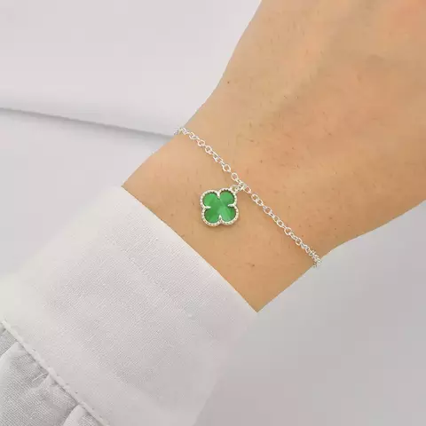 Pulseira Trevo Resina Verde Prata 925