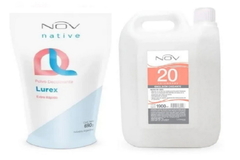 Combo 1 Polvo Decolorante Lurex Extra Rápido Azul - Doy Pack x 690 g + 1 Emulsión Oxidante Estabilizada 20 Vol x 1900 ml - Nov