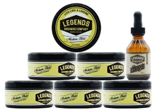 Combo 6 Hair Pomade - Medium Hold - Hawaiian Coconut x 100 g + 1 Beard Oil - Aceite para Barba Fragancia Coco x 30 ml - Legends