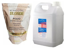 Combo 1 Keratotal Blonde Polvo Decolorante Desamarillador Doy Pack x 700 g - Bellíssima + 1 Emulsión Oxidante Estabilizada 30 Vol x 1900 ml - Nov