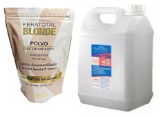 Combo 1 Keratotal Blonde Polvo Decolorante Desamarillador Doy Pack x 700 g - Bellíssima + 1 Emulsión Oxidante Estabilizada 40 Vol x 1900 ml - Nov