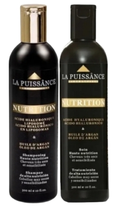 Combo 1 Shampoo de Alta Nutrición con Argán y Acido Hialurónico x 300 ml + 1 Tratamiento de Alta Nutrición con Argán y Acido Hialurónico x 300 ml - La Puissance