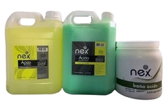 Combo 1 Shampoo Acido pH 5.50 x 2000 cc + 1 Acondicionador Acido pH 3.50 x 2000 cc + 1 Baño Acido x 1000 g - Nex