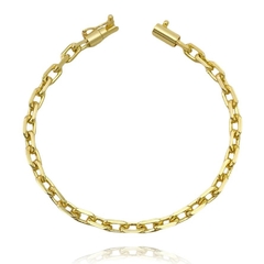 Pulseira Carrier Cadeado 5mm (Fecho Canhão) (14g) (Banho Ouro 24k) na internet