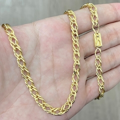Corrente Double Grumet Aberta 6mm 60cm (Fecho Gaveta) (24,3g) (Banho Ouro 24k) - ShiromaJoias