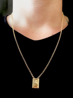Escapulário Sagrado Coração de Jesus e Nossa Senhora do Carmo Placa 60cm Veneziana (Banho de Ouro)