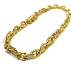 Pulseira Carrier Cadeado 5mm (14g) (Fecho Canhão) (Banho Ouro 24k) na internet