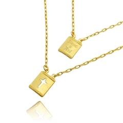 Escapulário Cruz e Deus é Fiel 2mm 70cm (Carrier Diamantada) (Banho Ouro 24k) - comprar online