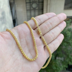 Corrente Peruana 3mm 60cm (Fecho Canhão) (18,7g) (Banho Ouro 24k) - ShiromaJoias