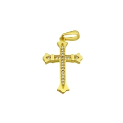 Pingente Crucifixo Gótico Cravejado em Zircônia (3cmX2cm) (Banho Ouro 24k) - comprar online