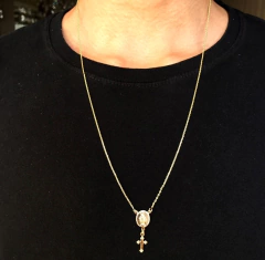 Escapulário Sagrado Coração e Nossa Senhora Aparecida 60cm Veneziana (Banho Ouro 18k) na internet