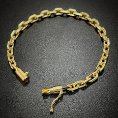 Pulseira Carrier Cadeado 5mm (Fecho Canhão) (14g) (Banho Ouro 24k)