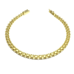 Pulseira Cadeado Duplo 4,8mm (Fecho Gaveta) (8,7g) (Banho Ouro 24k) - ShiromaJoias