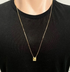 Escapulário Placa São Jorge 70cm Carrier Cubinho (5g) (Banho Ouro 24k)
