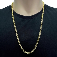 Corrente Meia Corda 6mm 70cm (Fecho Canhão) (30g) (Banho Ouro 24k)