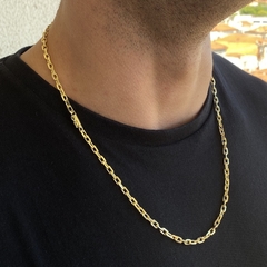 Corrente Carrier Cadeado 4mm 60cm (21,8g) (Fecho Canhão) (Banho Ouro 24K)