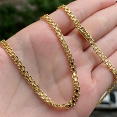 Corrente Cadeado Duplo 3,5mm 60cm (13g) (Fecho Gaveta) (Banho Ouro 24k) na internet