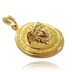 Pingente Medusa G 3D (3,4cmX3cm) (11g) (Banho Ouro 24k) na internet