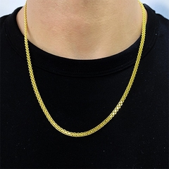 Corrente Cadeado Duplo 3,5mm 60cm (13g) (Fecho Gaveta) (Banho Ouro 24k)