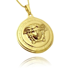 Pingente Medusa G 3D (3,4cmX3cm) (11g) (Banho Ouro 24k) - ShiromaJoias