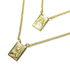 Escapulário Sagrado Coração de Jesus e Nossa Senhora do Carmo Placa 60cm Veneziana (Banho de Ouro) - comprar online