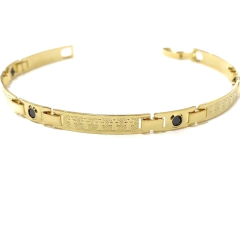 Bracelete Com Cruz e Pedra Preta de Zirônia 5mm 6g na internet