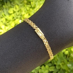 Pulseira Cadeado Duplo 4,8mm (Fecho Gaveta) (8,7g) (Banho Ouro 24k) na internet