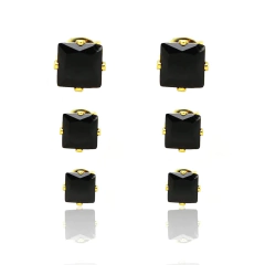 Trio Brincos Quadrado de Zircônia Preto (Banho Ouro 24k) - comprar online