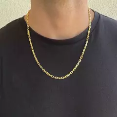 Corrente Carrier Cadeado 4mm 60cm (21,8g) (Fecho Canhão) (Banho Ouro 24K) - comprar online