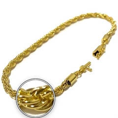Pulseira Cordão Baiano 4mm (10,6g) (Fecho Canhão) (Banho Ouro 24k) na internet